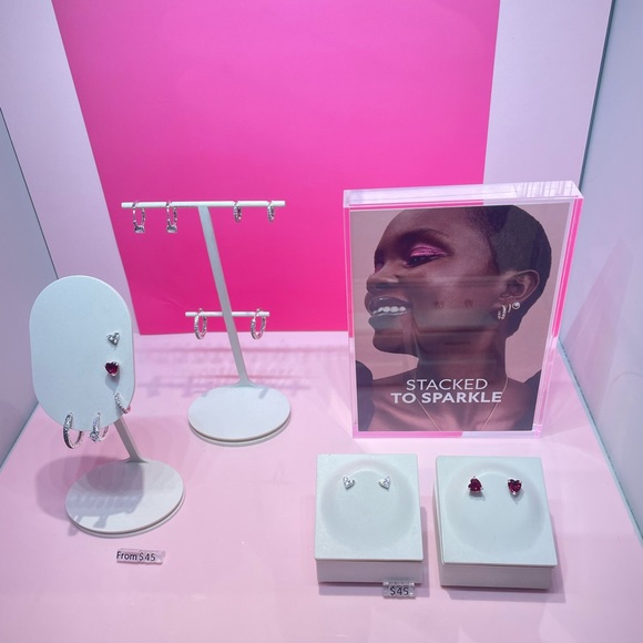 Pandora Teal Glazed Heart Sterling Silver Studs - Picture 1 of 7